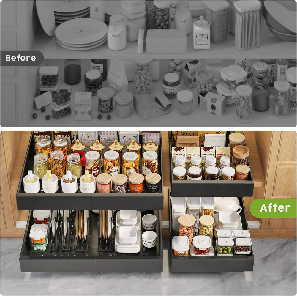 Seinloes 4Pack Expandable Pull Out Cabinet Organizer 21"Deep With Raisin...