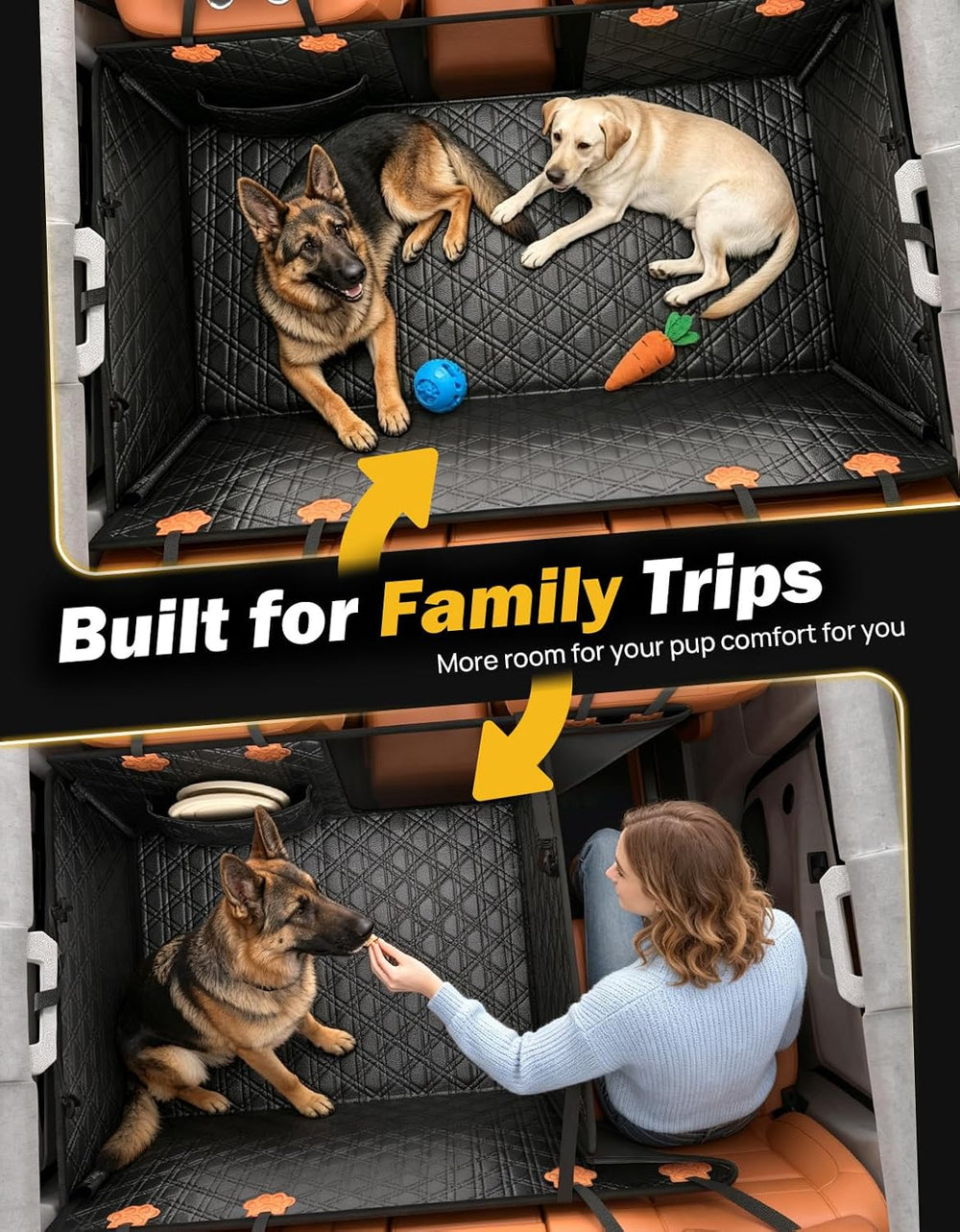 JOYTUTUS Back Seat Extender for Dogs, PU Leather Dog Car Seat Cover for Back ...
