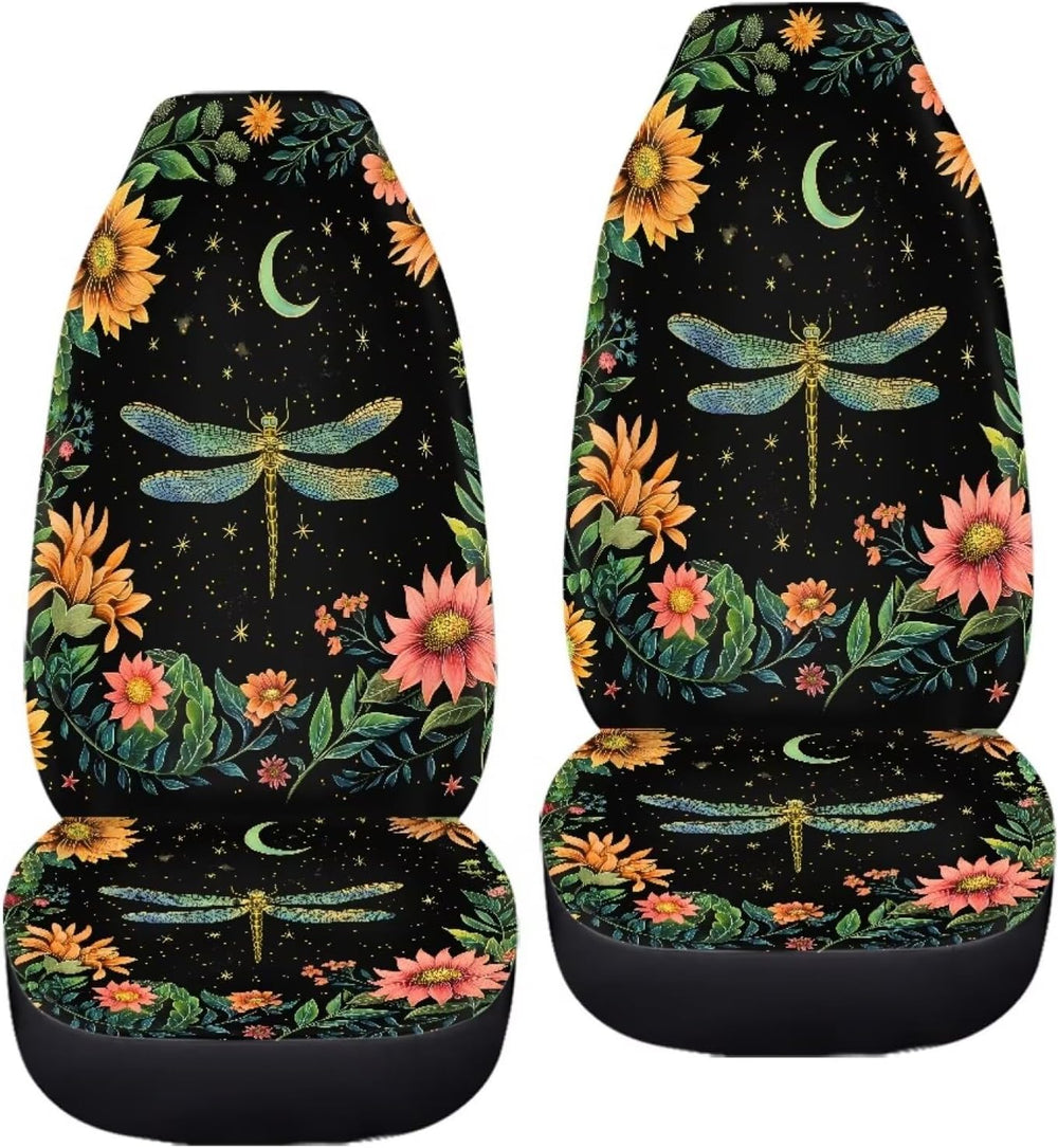 BIGCARJOB Moon Dragonfly Car Seat Cover Set Universal Car Front Seat Protecto...