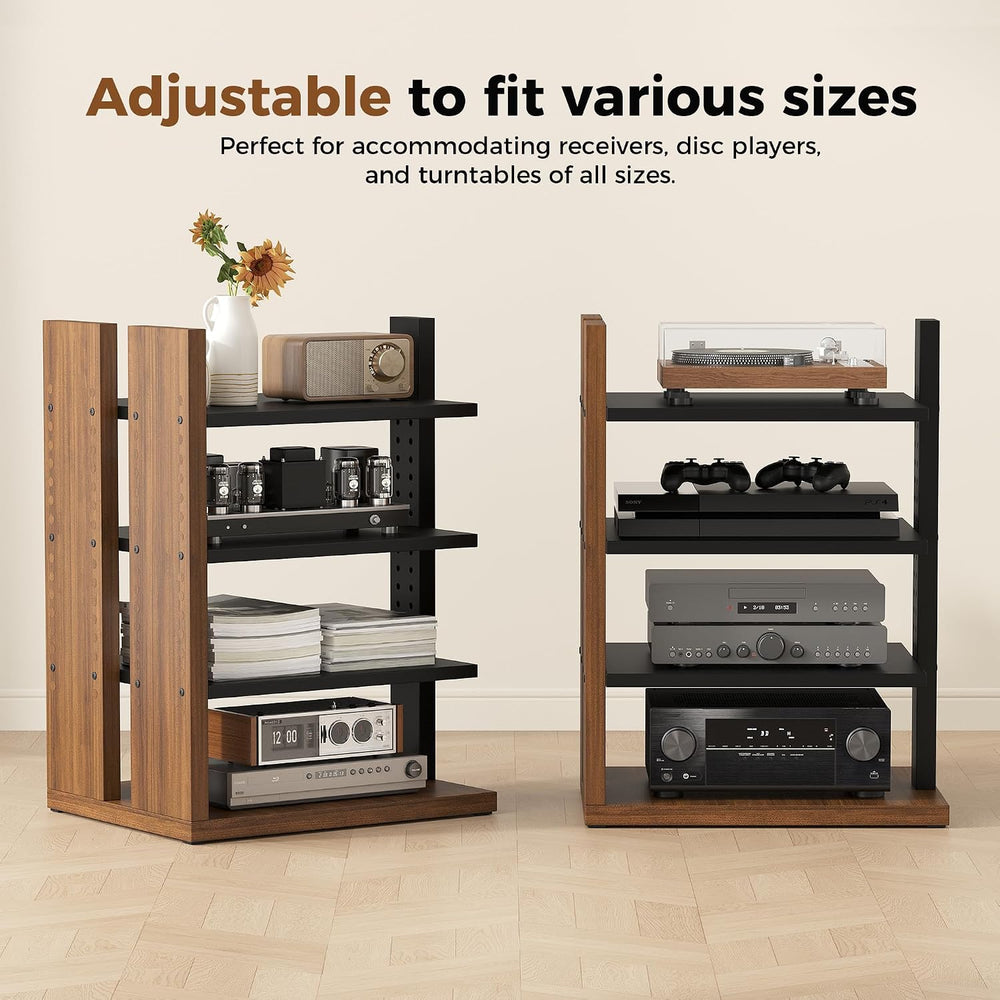 Space-Saving Corner Audio Rack, 4-Tier Stereo Cabinet Media Cabinet with 17-P...