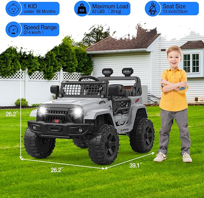12V Kids Electric Ride On Truck Car w/Parent Remote Control, Spring Suspension