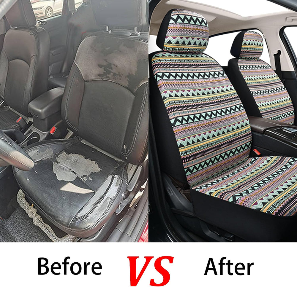 Baja Saddle Blanket Front Car Seat Covers Boho Striped Woven Covers
