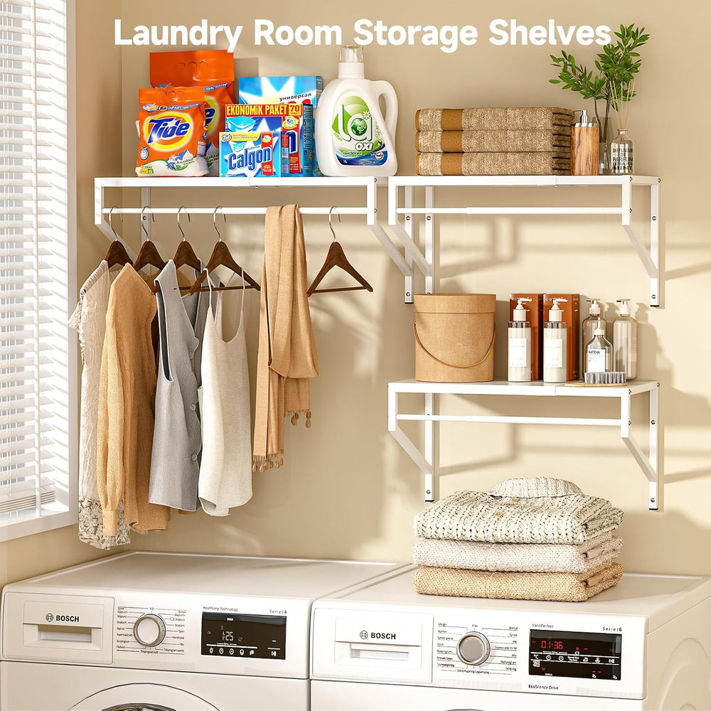 ThreeHio Expandable Closet Shelves Wall Mounted, 3 Pack Closet Shelving with ...