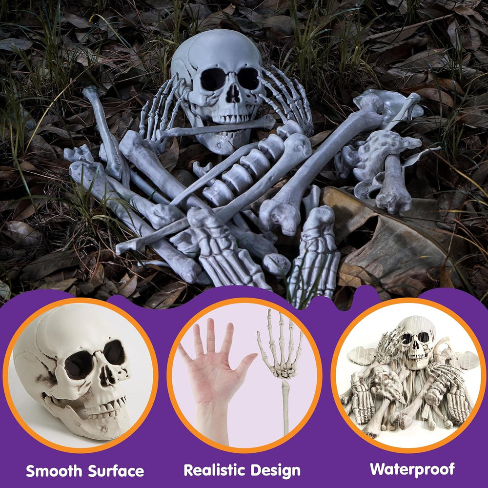 JOYIN 28 PCS Halloween Decorations Skeleton Bones and Skull Kit, Indoor Outdo...