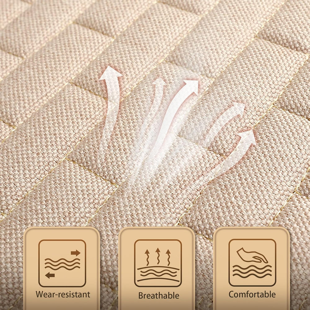 Beige Linen Back Seat Cover, Rear Car Seat Cover for Cars Truck SUV