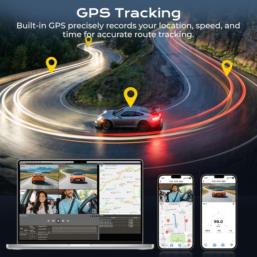 360ยฐ Dash Cam 4 Channel, 4K Front Rear and Inside Dash Camera