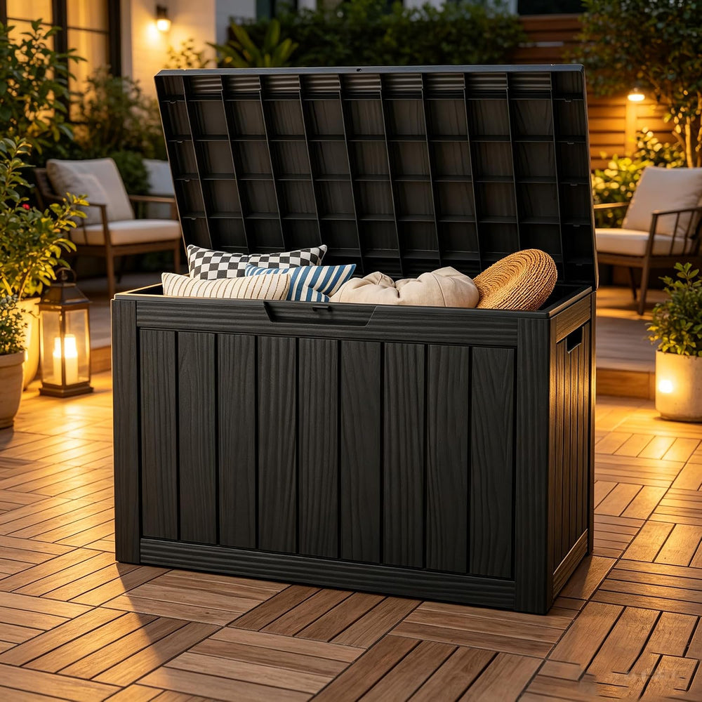 Outdoor Storage Box, Resin Deck Boxes outdoor, Waterproof Storage Box Lockabl...
