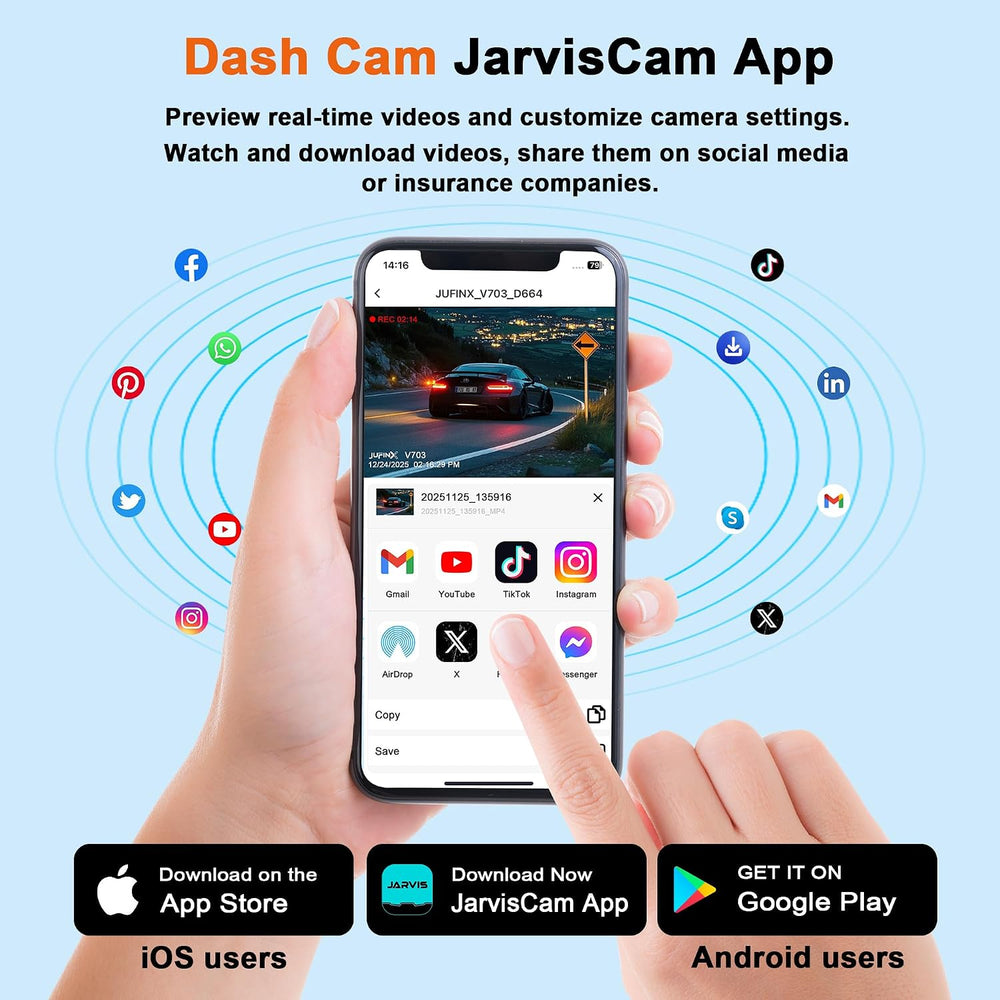 4K Dash Cam Front and Rear,64GB Card,with “Find My” Function, 5.8GHz WiFi