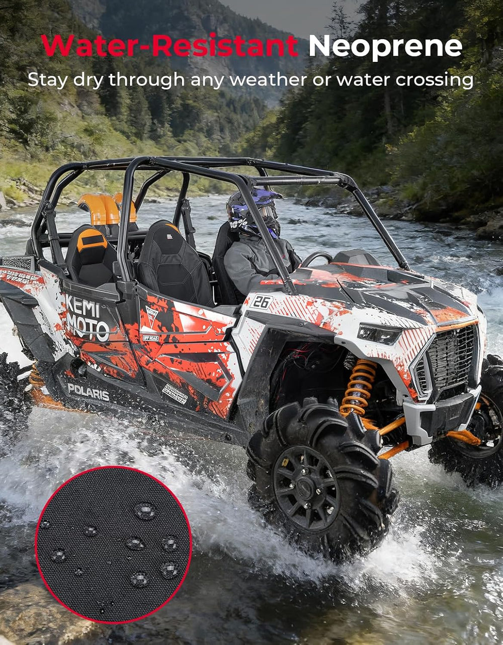 KEMIMOTO RZR Seat Covers Compatible with 2014-2023 Polaris RZR XP 1000 | XP T...
