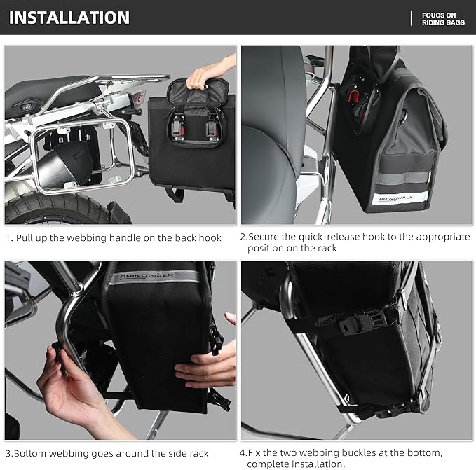 Rhinowalk Motorcycle Saddlebags, Waterproof Saddlebags, Quick Release 13L