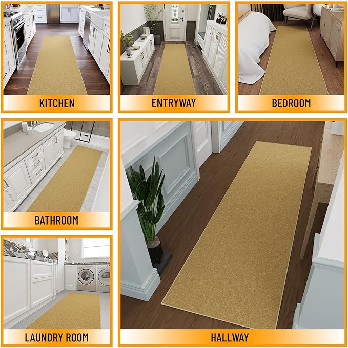 Ottomanson Hallway Runner Rug 2'7" x 9'10" Non Slip Solid A...