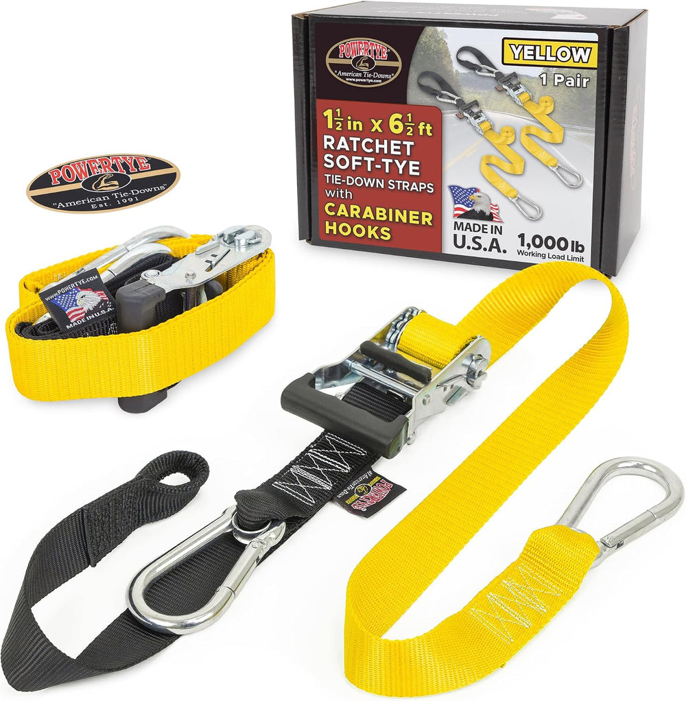 PowerTye - Made in USA - Heavy Duty Ratchet Tie Down Straps