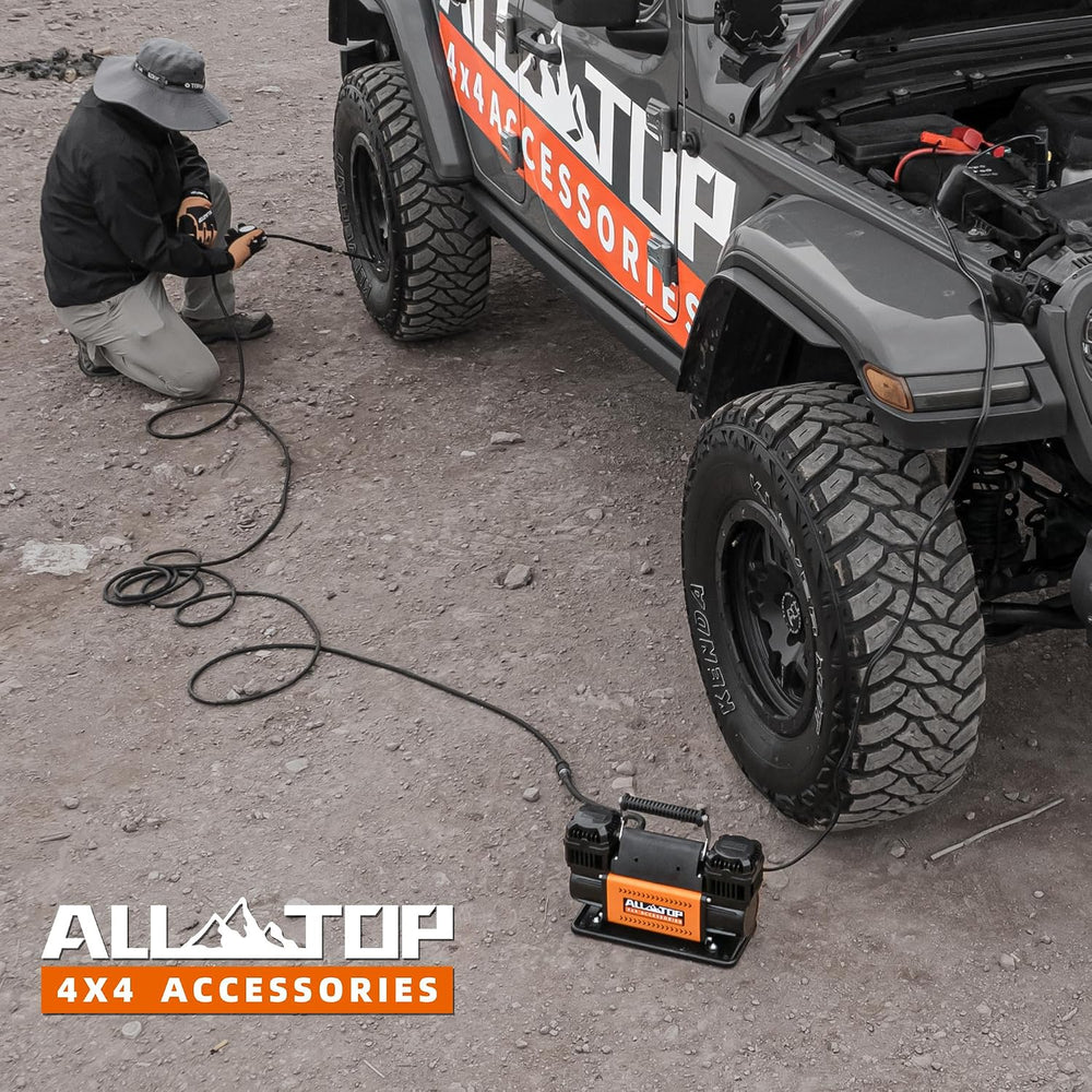 ALL-TOP Air Compressor Kit, Dual Cylinder 12V Portable Inflator 12.35 ft³/Min...