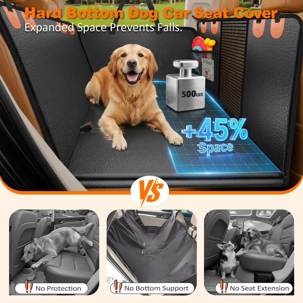 URPOWER PU Leather Hard Bottom Dog Car Seat Cover, Back Seat Extender