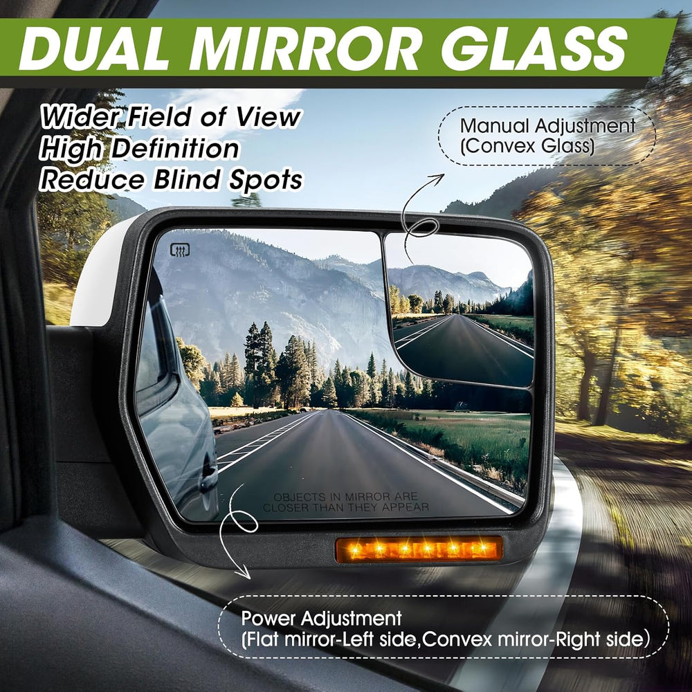 Side Mirrors for 2004-2014 Ford F-150 with Dynamic Turn Signal Puddle Light H...
