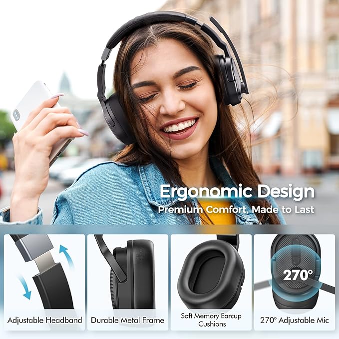Trucker Bluetooth Headset with Dongle, Wireless Headsets with Noise Cancelling