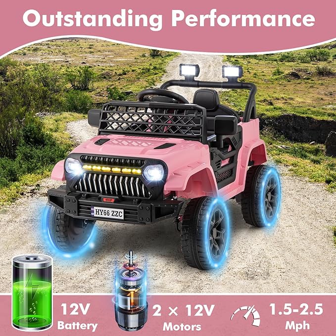 Costzon Kids Ride On Truck, 12V Battery Powered Electric Vehicles w/Remote