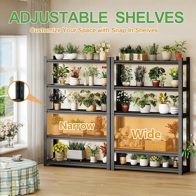 63H Metal Kitchen Storage Shelves, 1600 LBS Heavy Duty Garage Shelving Unit