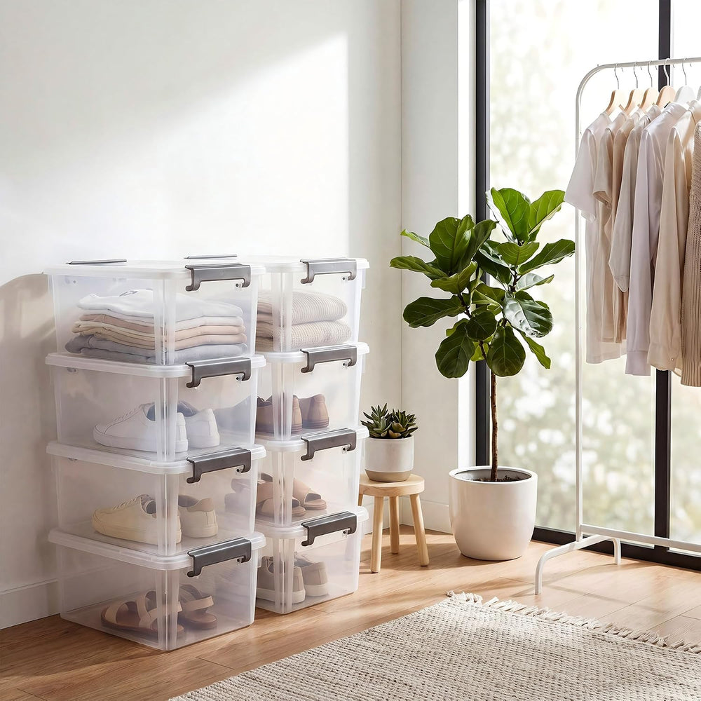 CITYLIFE 6 Packs 17 QT Plastic Storage Bins with Lids Large Stackable Storage...