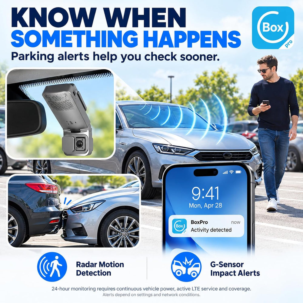 4G LTE Dash Camera for Car Vandalism Surveillance, Dual Dash Cam Live View