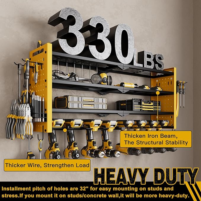 Power Tool Organizer Wall Mount, Cordless Drill Organizer, 4 Layers Large