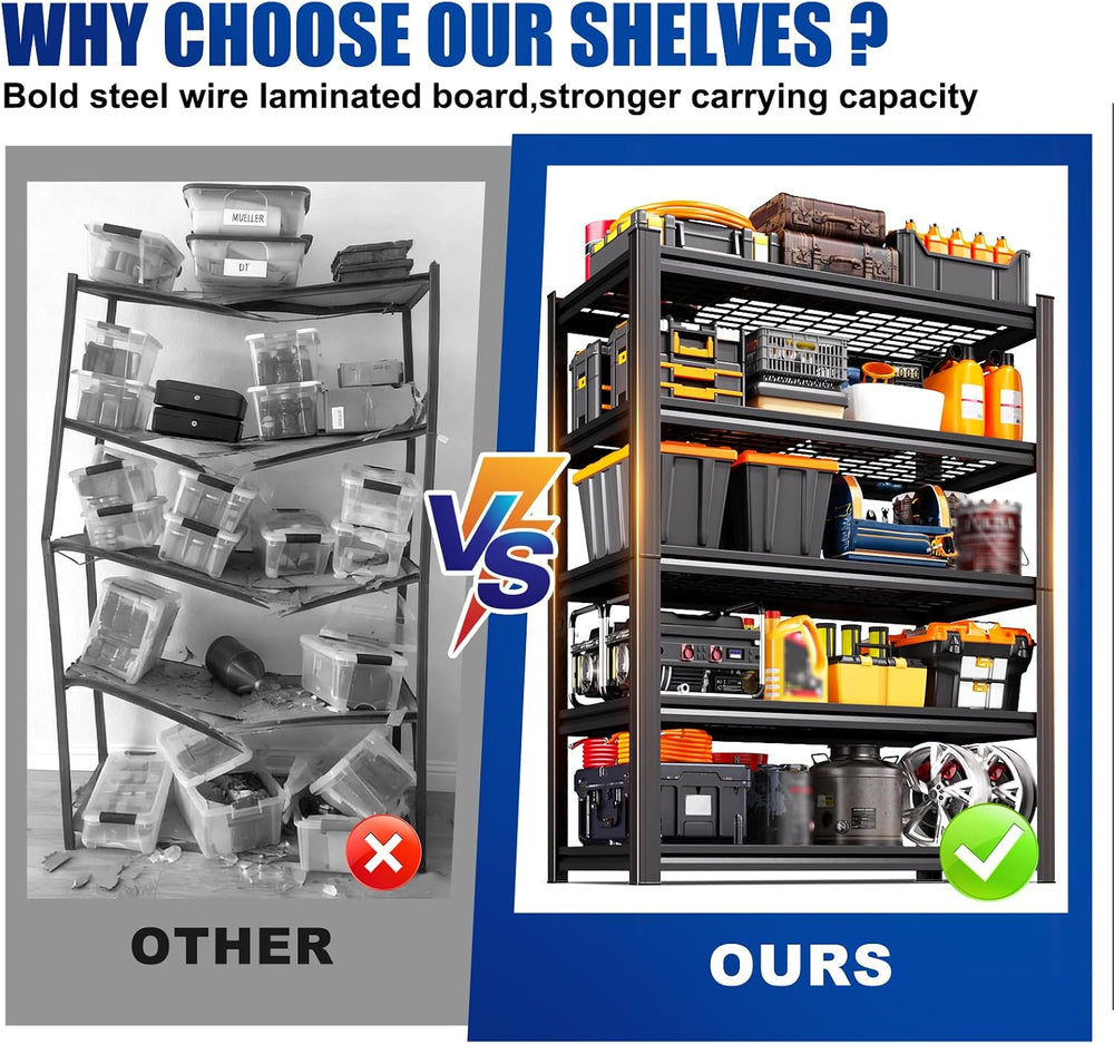 71.2" H-35.4" W Garage Shelving Heavy Duty Storage Shelves, Adjusta...