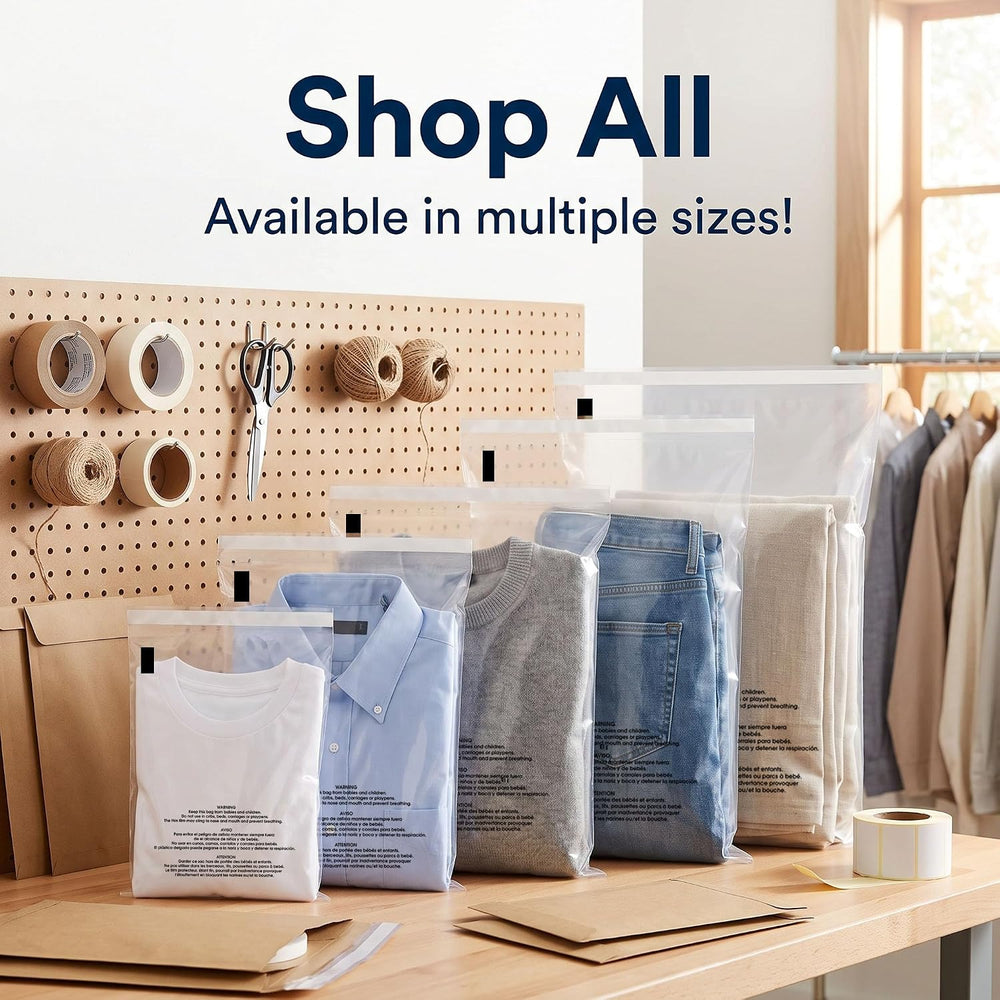 10" X 15" (1000 Count) Self Seal Clear Poly Bags with Suffocation W...