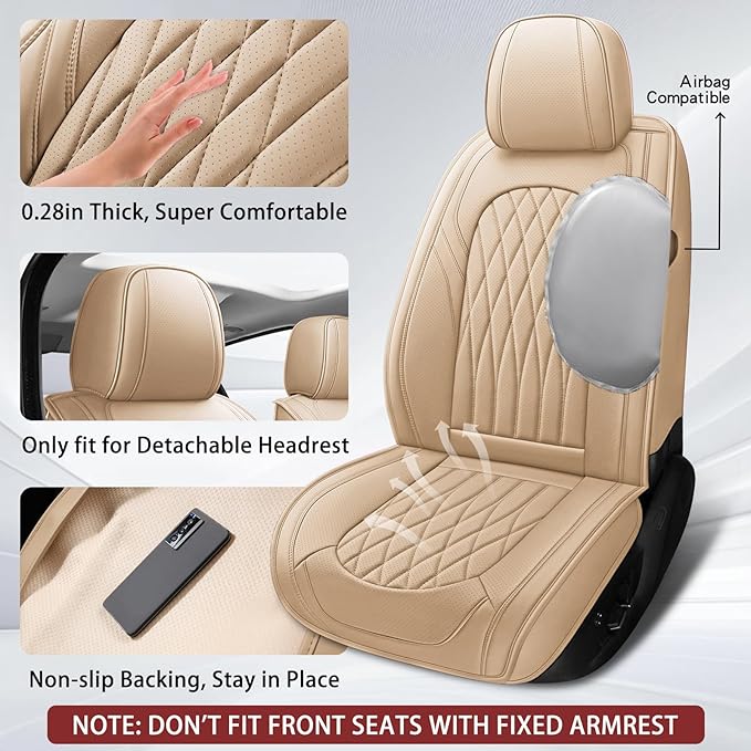 WELLDO Car Seat Covers Front Seats, Leather Seat Covers