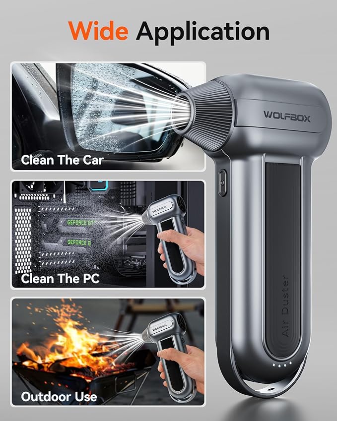 WOLFBOX MF100 Electric Air Duster-150000RPM Super Power Cordless Air Duster