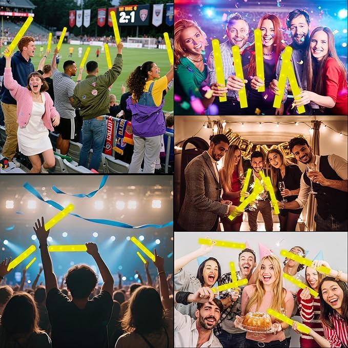 Foam Glow Sticks Bulk, 30 PCS Yellow Light Up Foam Sticks 3 Modes, Glow Party...