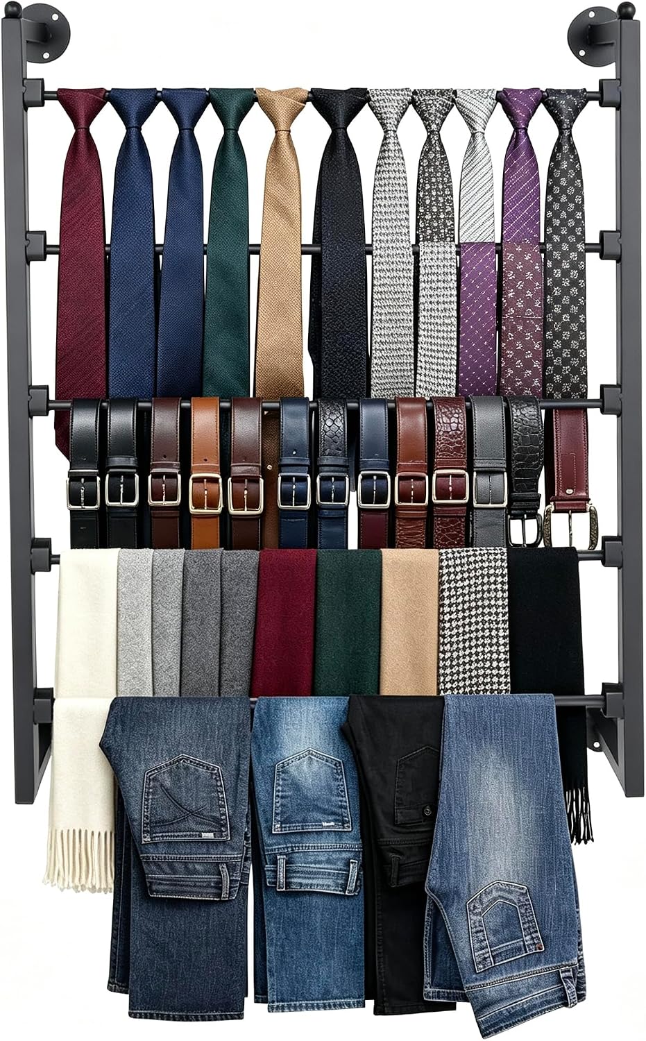 5 Layer Wall Scarf Display Tie Rack Ribbon Organizer Wrapping Paper Holder