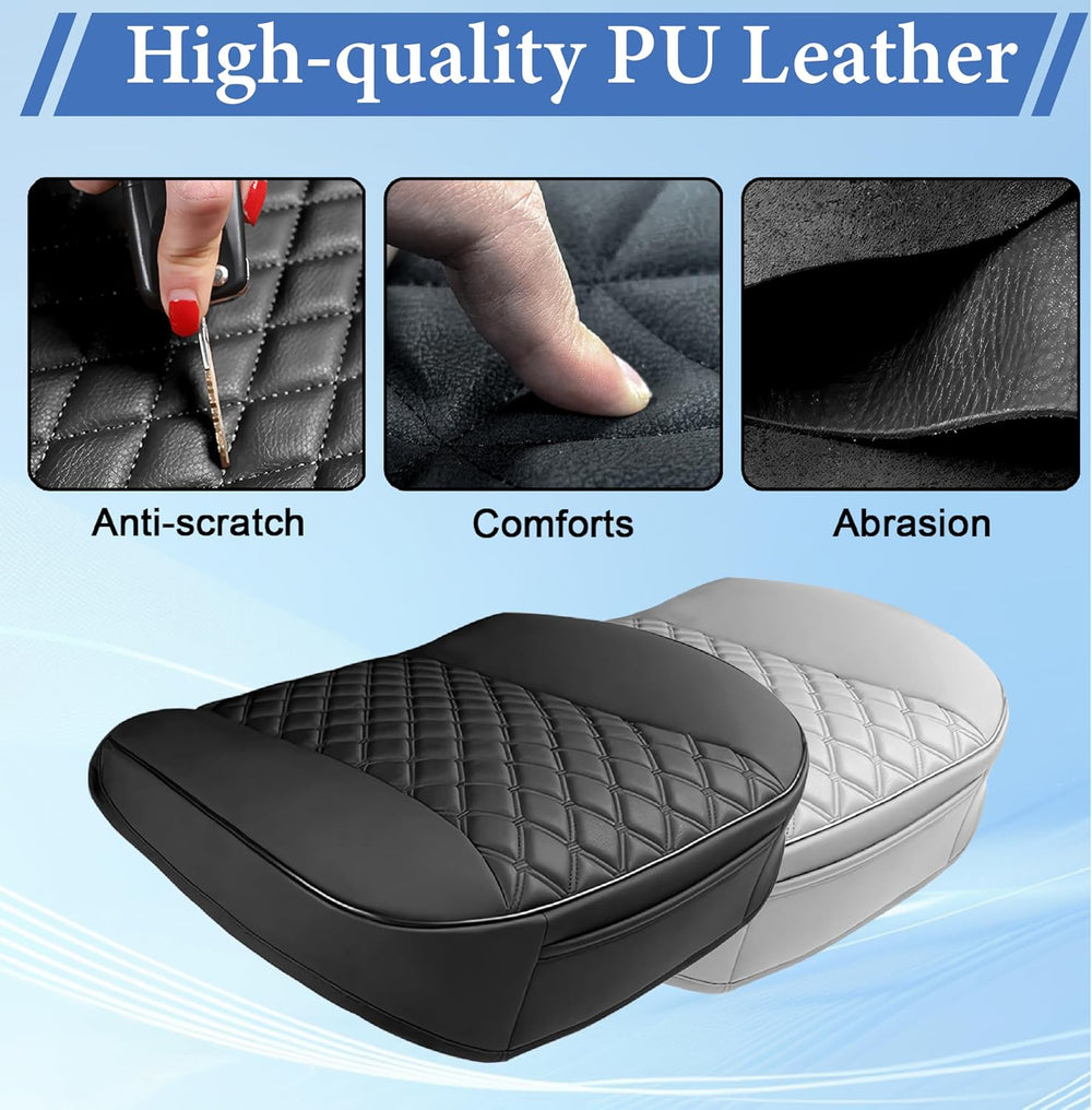 2PCS Bottom Seat Covers for Cars, Black Leather Front Seat Covers