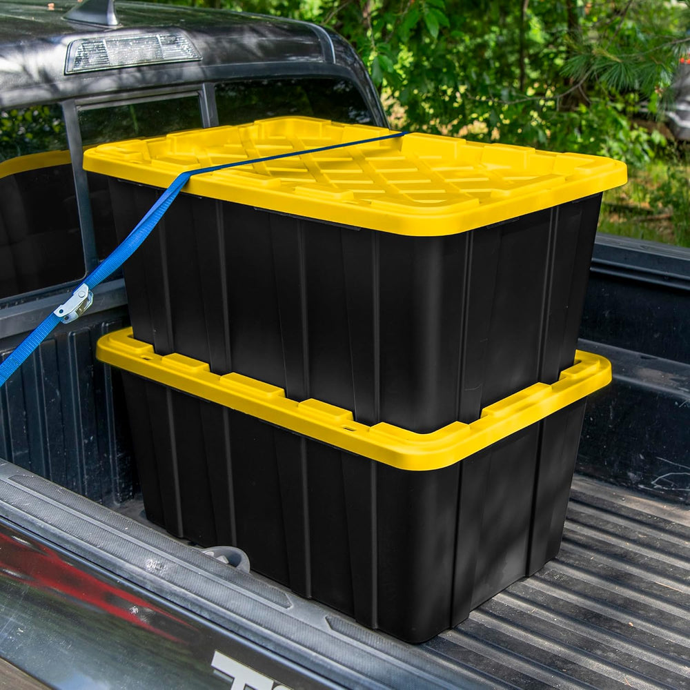 Sterilite Industrial Storage Tote with Lids for Garage, 38 Gallon, 4-Pack