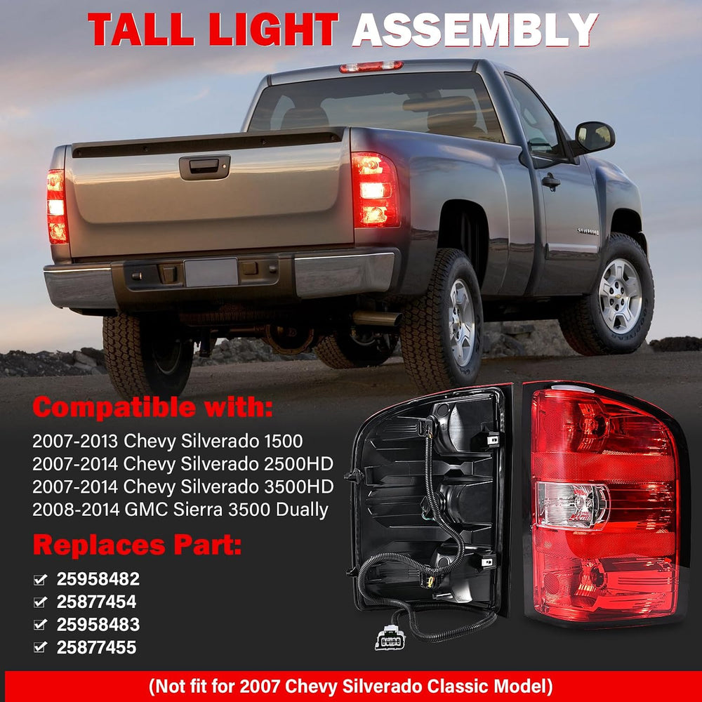 Tail Lights Assembly for Chevy Silverado 1500 2500 3500 2500HD 3500HD 2007 20...