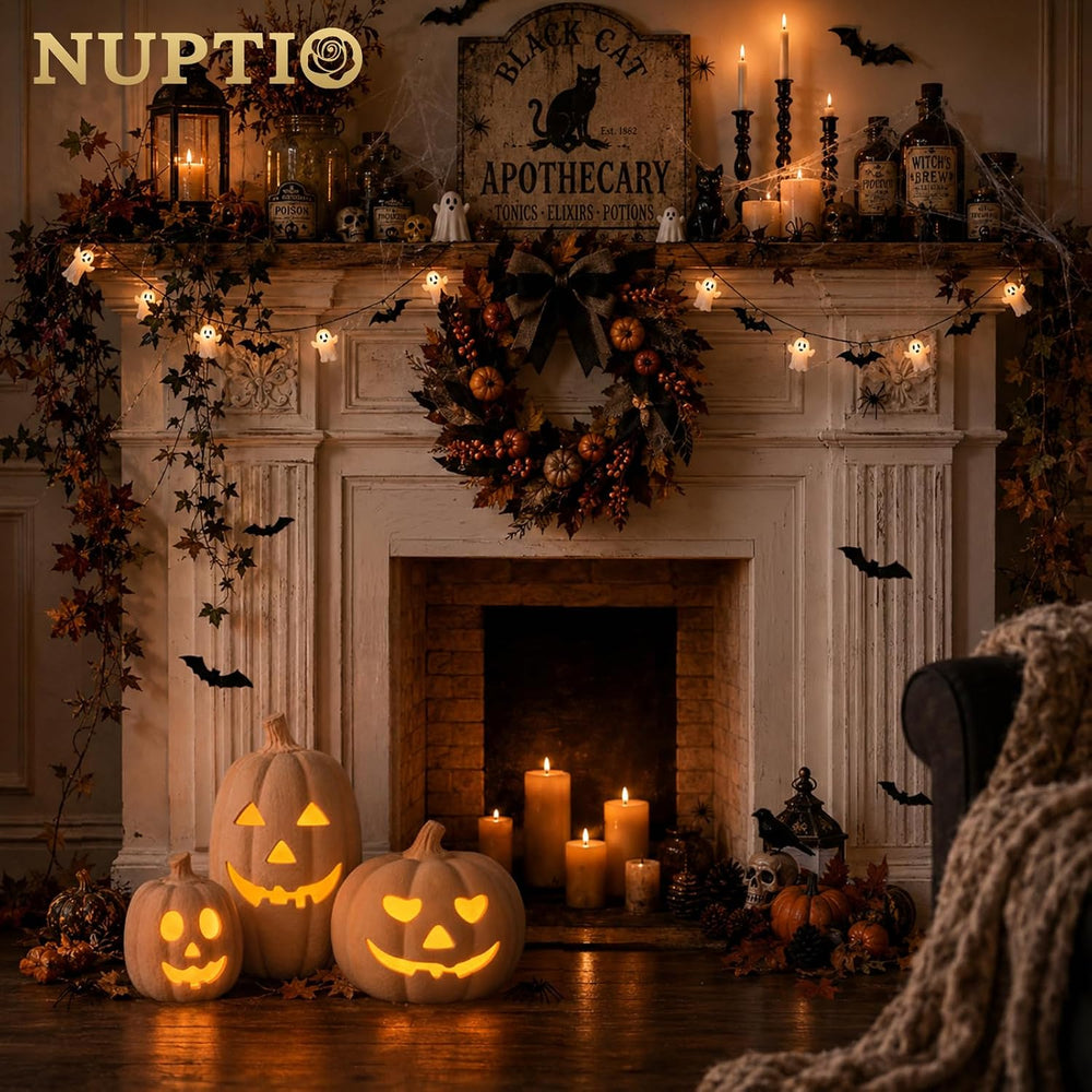 NUPTIO Terracotta Pumpkin Halloween Decor: 15" H Fall Jack O Lantern