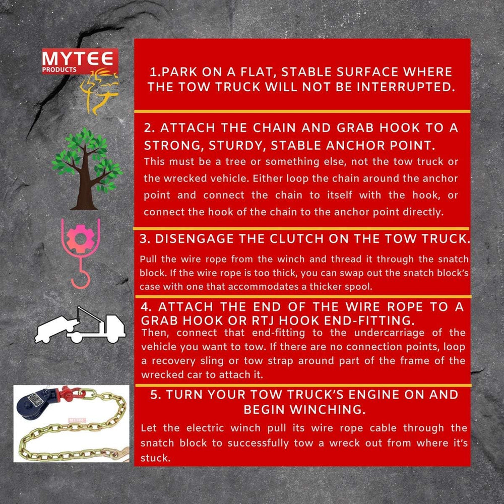 Mytee Products 2 Ton Snatch Block with Chain Flatbed Tow Truck Rollback Wreck...