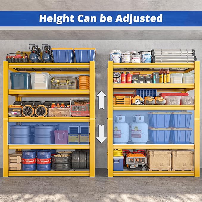 REIBII 72''H Garage Shelving 3010 LBS Storage Shelves Adjustable Meta...