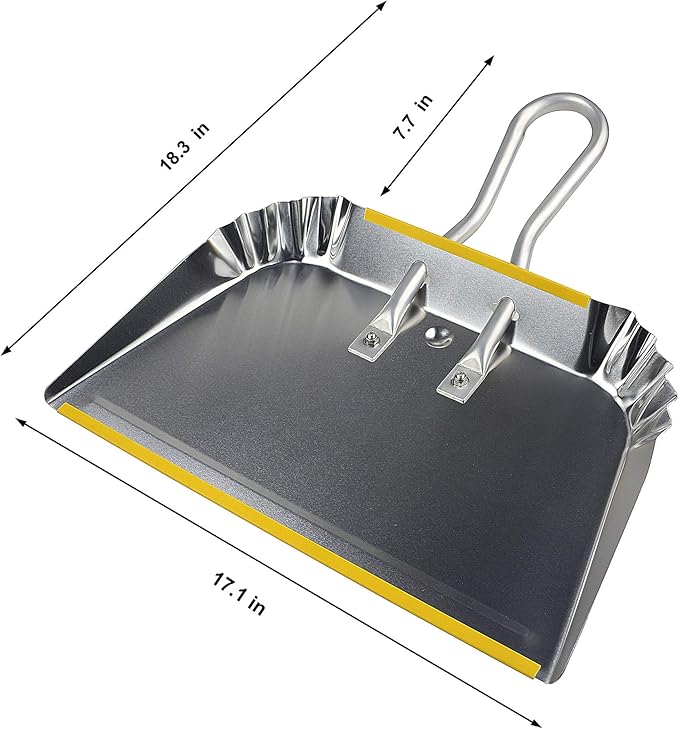 PHYEX 3-Pack 17" Heavy Duty Metal Dust Pans, Wide Dustpans