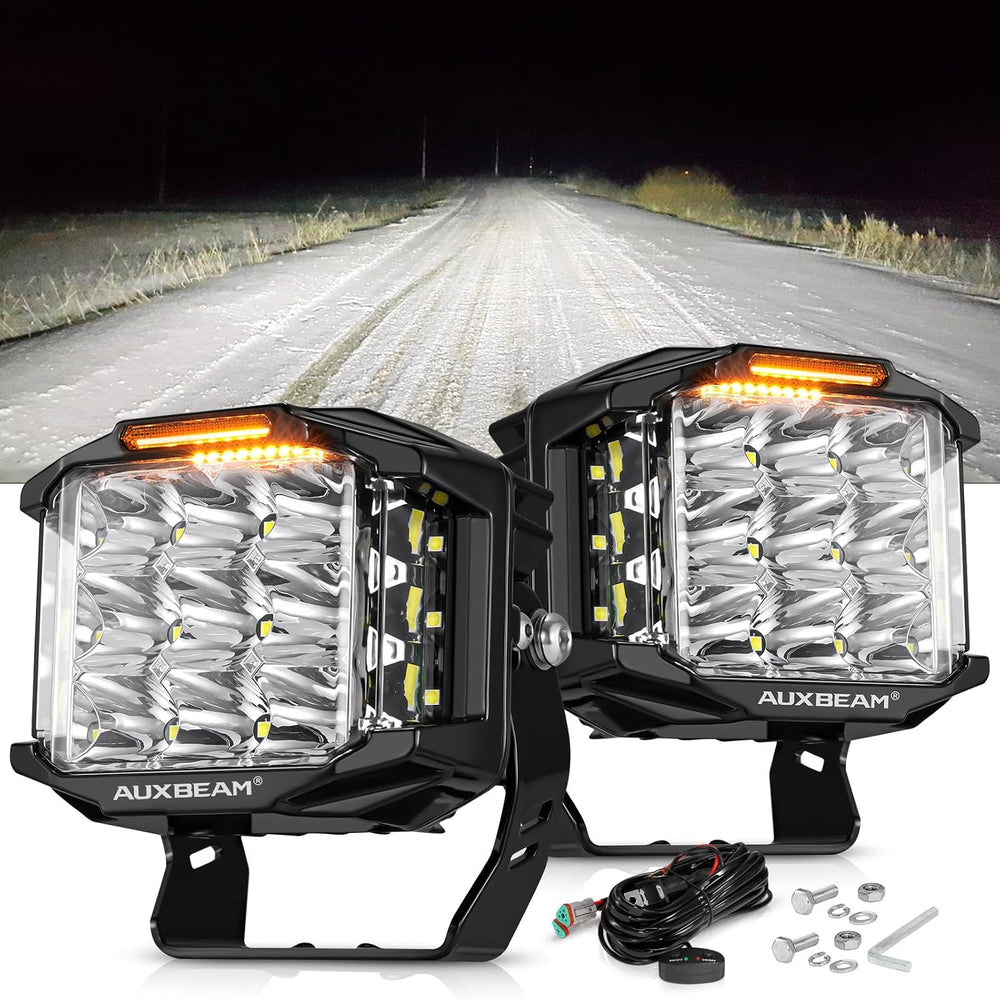 Auxbeam V-MAX Series 5" 168W LED Cube Pod 270ยฐ Side Shooter Fog Light Pods