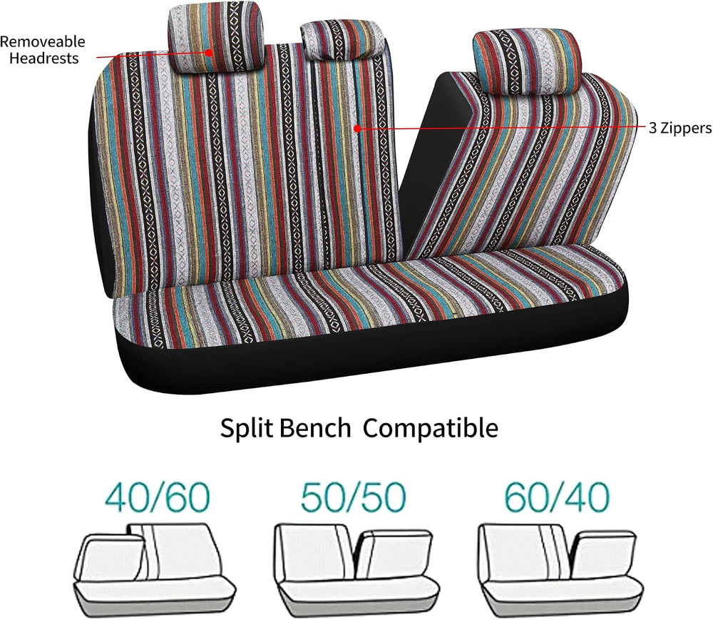 Pariitadin Baja Saddle Blanket Car Seat Covers Full Set with Seat Belt Pads, ...