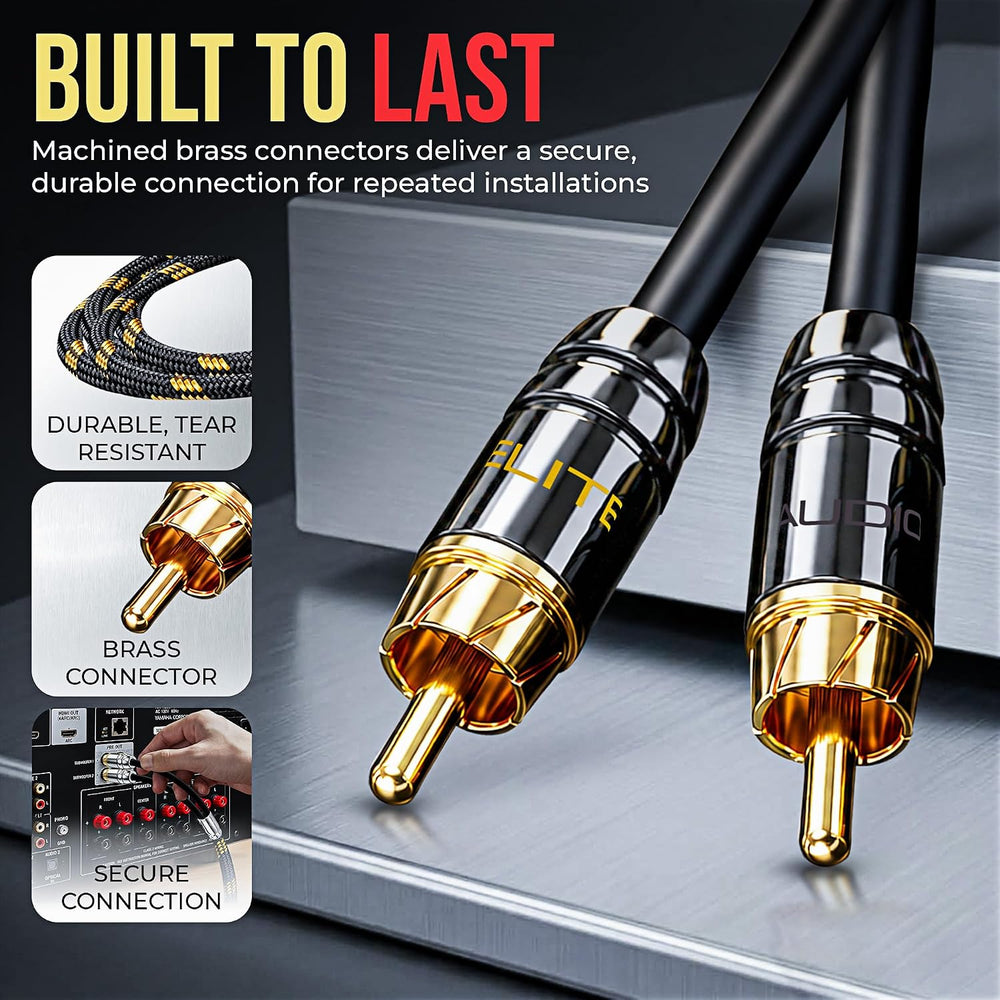 Elite Audio Pro Series | 3ft 2-Channel RCA Cable | OFC | Triple Shielded