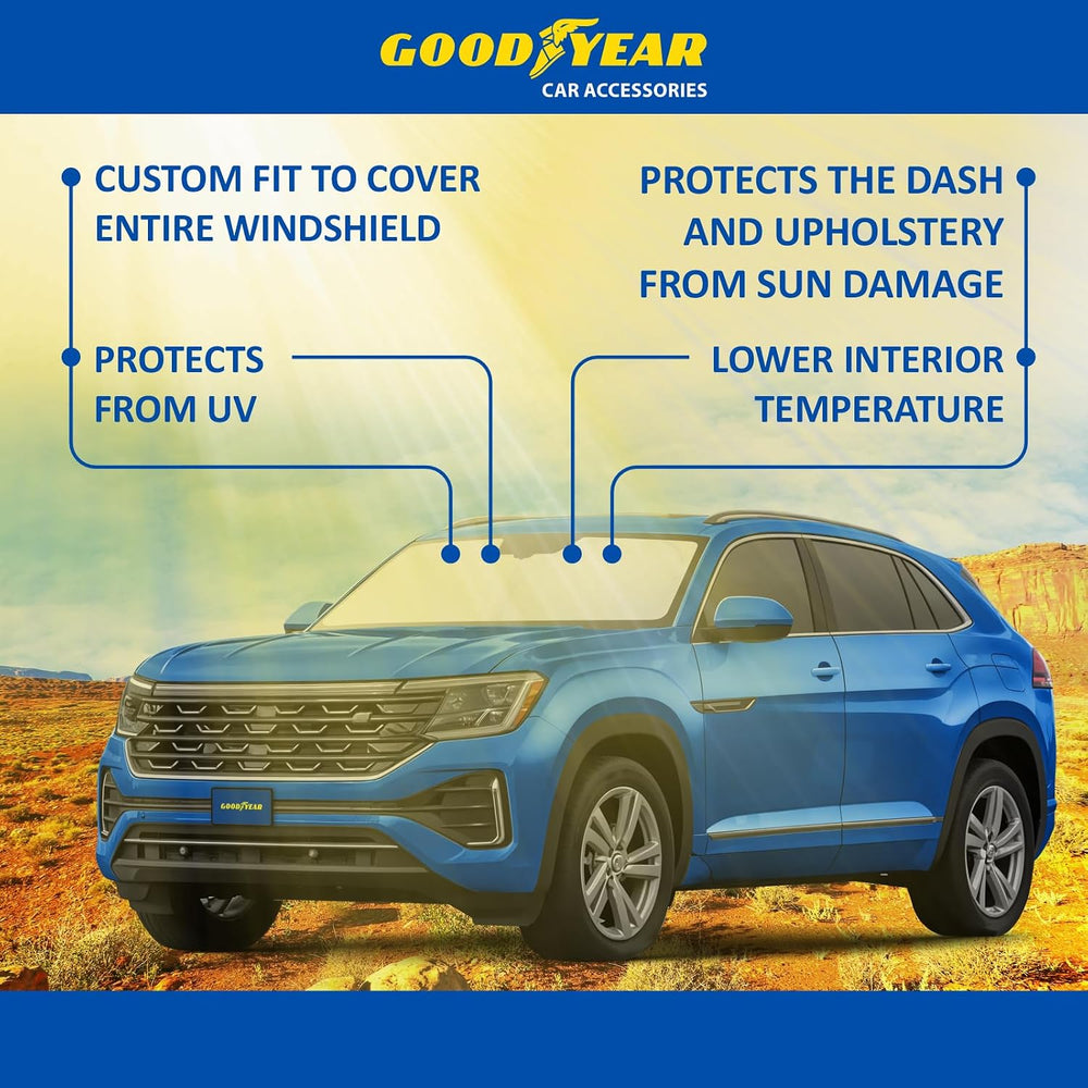 Goodyear Foldable Windshield Sunshade for Volkswagen Atlas Cross Sport 2020-2...