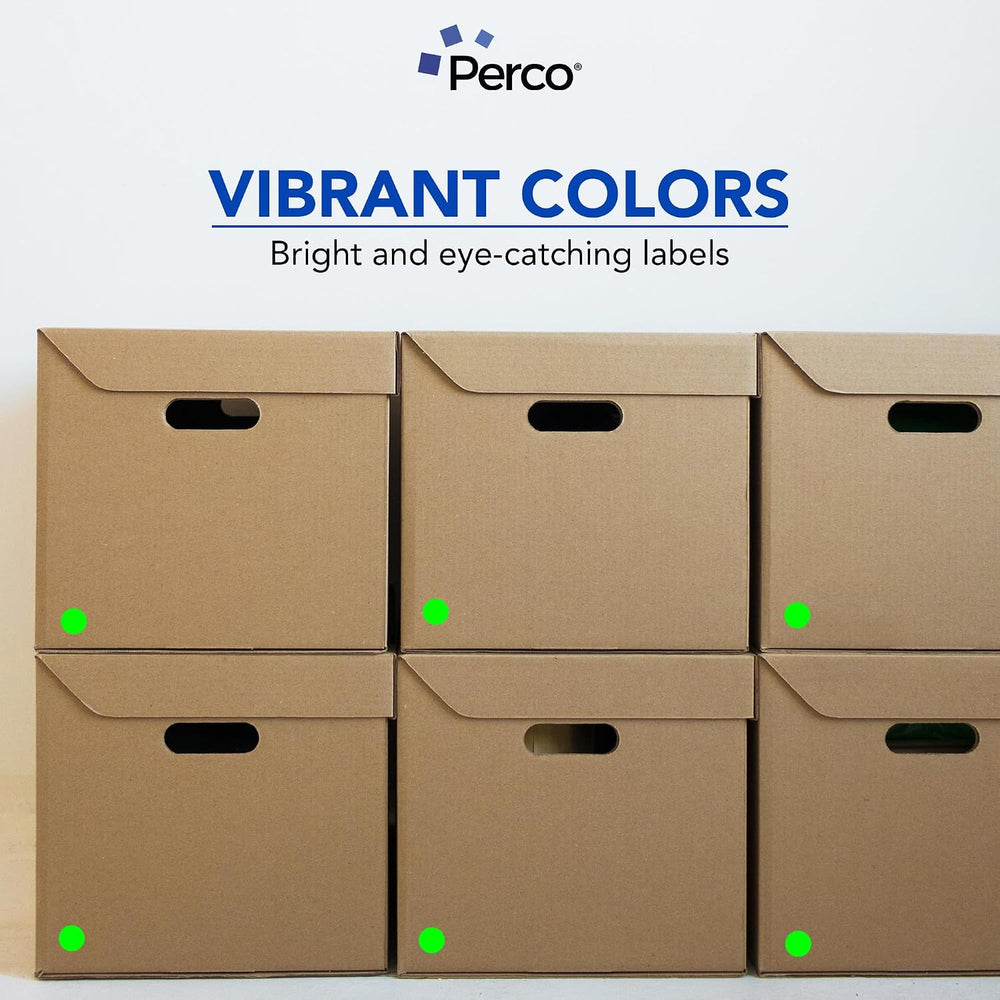 Perco Neon Green Perforated Round Circle Dot Sticker 1-Inch Labels โ 10 Rolls...