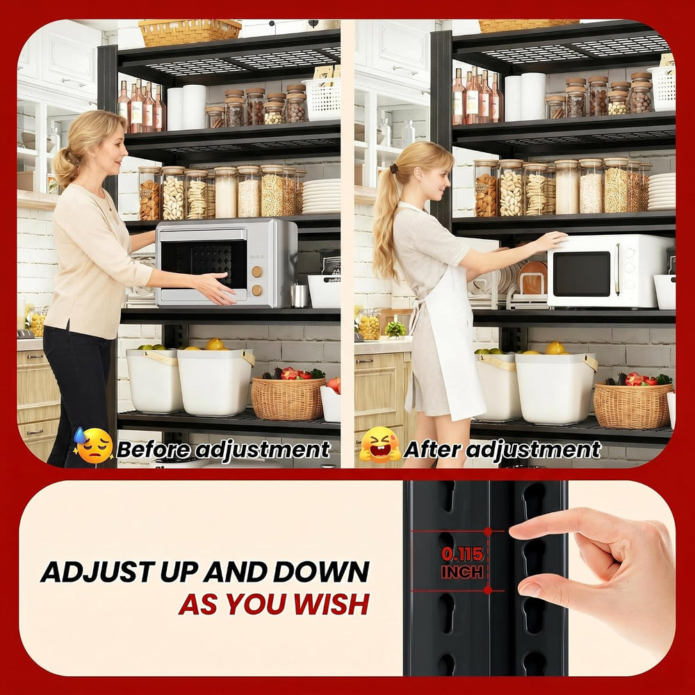 72" H Heavy Duty Garage Shelving, Metal Storage Shelves, 5 Tier Adjustab...
