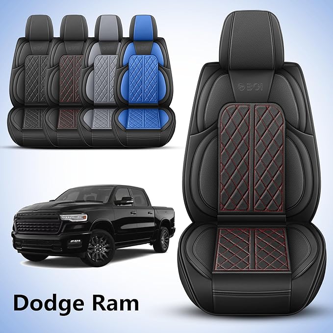 Car Seat Cover Custom Fit for Dodge Ram 1500 2500 3500 2002-2024 Faux Leather