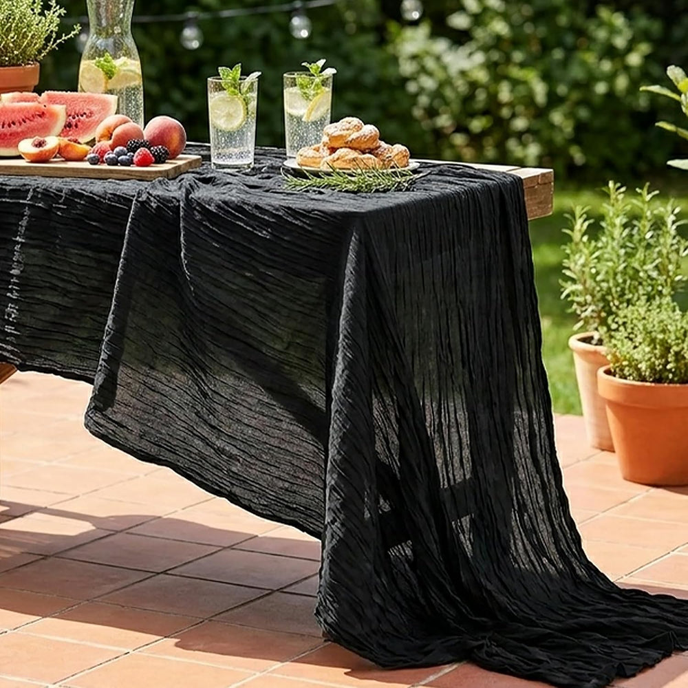 6 Pack Halloween Black Cheesecloth Table Runner Boho Gauze Home Decor