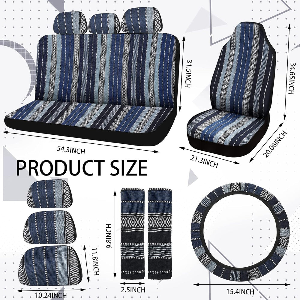 Frienda 14 Pcs Baja Saddle Blanket Car Seat Covers Full Set, Retro Style