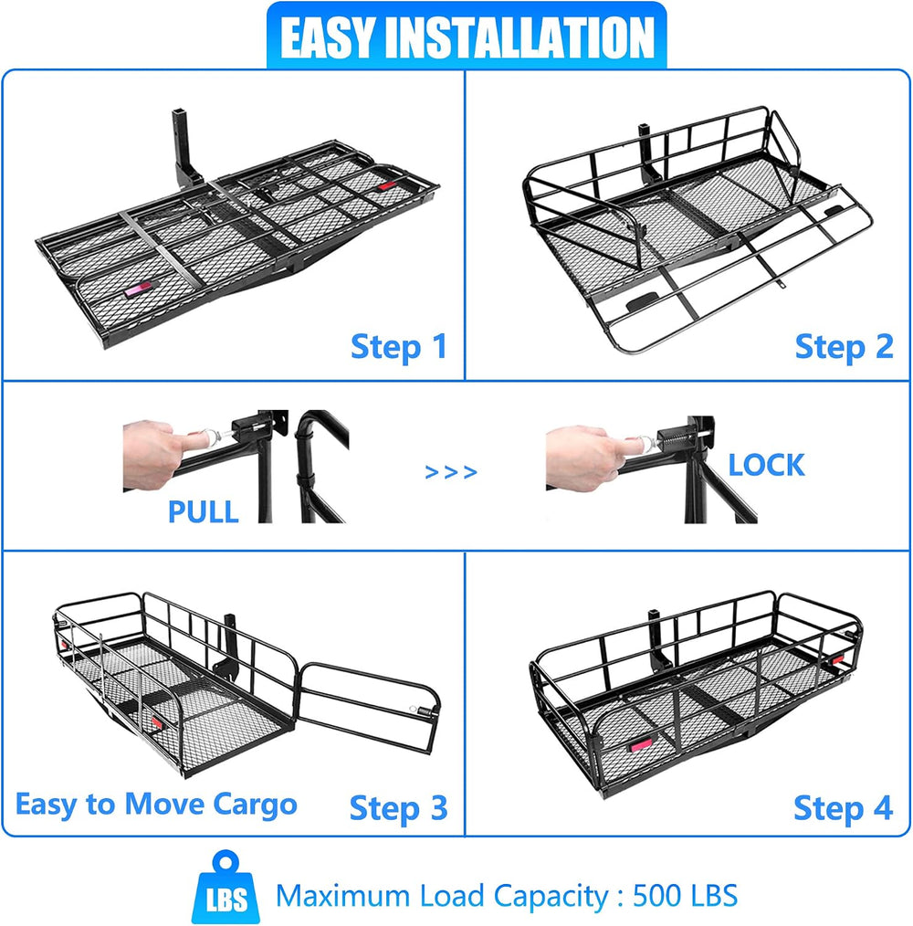 KAIRAY 500 Lbs Heavy Duty Hitch Mount Cargo Carrier 60"x24"x14.4&qu...