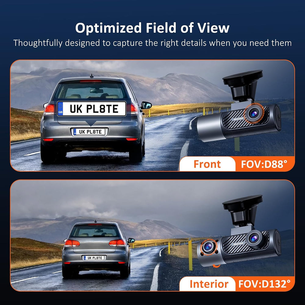 NexiGo 3 Channel Dash Cam with Rotatable Interior/Front Camera, Sony_Sensors,...