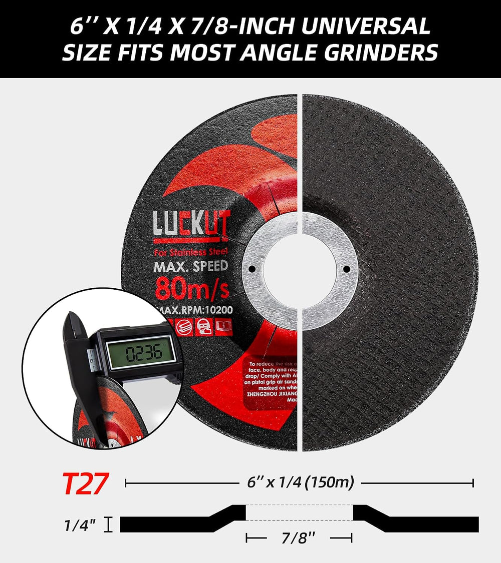 Grinding Wheels Discs, 6X 1/4 x 7/8 Inches, Aggressive Grinding for Angle Gri...